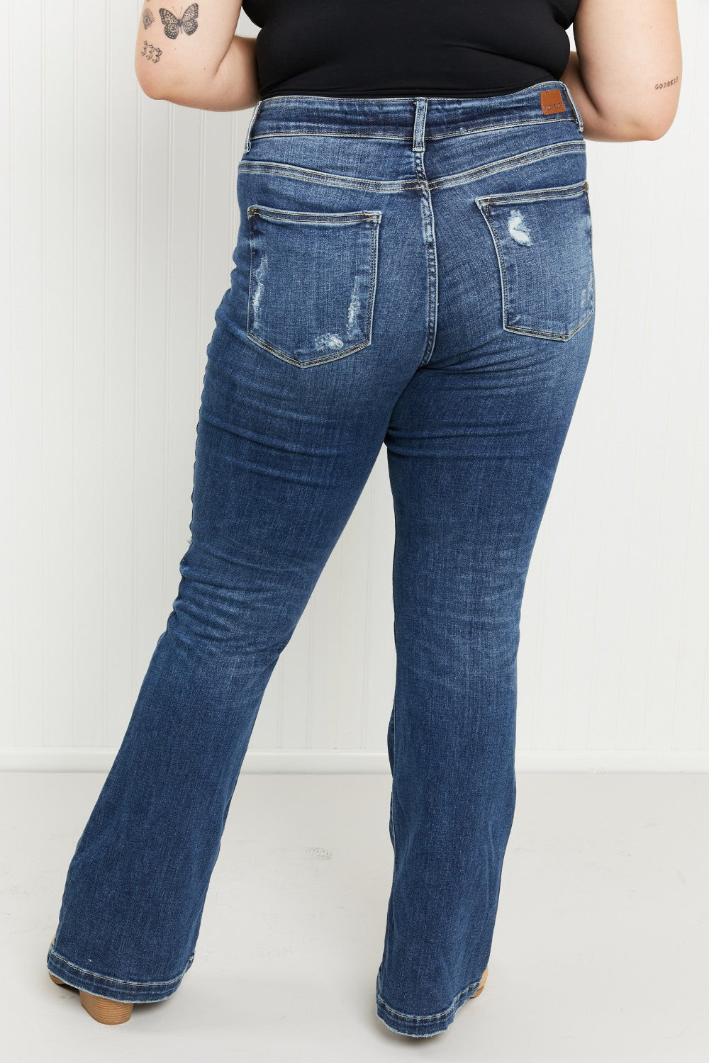 Judy Blue Ophelia Full Size Mid-Rise Destroyed Flare Jeans