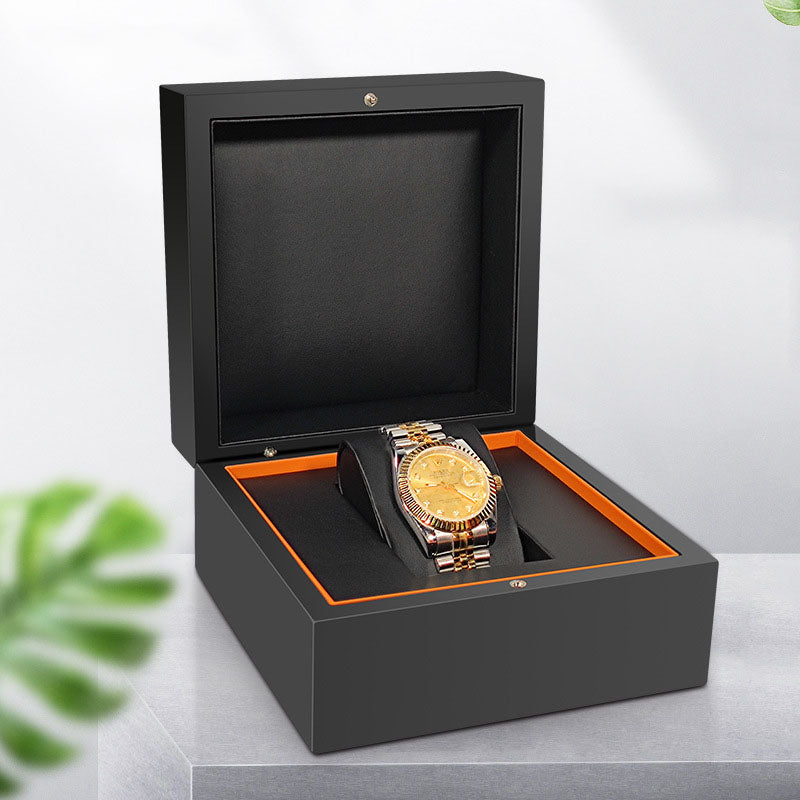 New High-End Jewelry Box Watch Box Storage Box Packaging Box PU Flip Cover Black Set Gift Box