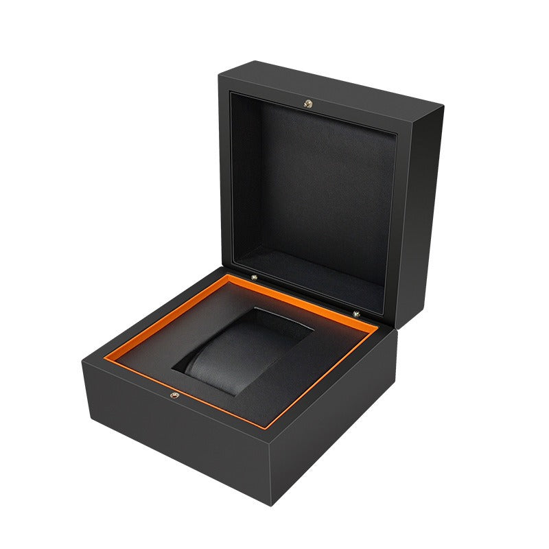 New High-End Jewelry Box Watch Box Storage Box Packaging Box PU Flip Cover Black Set Gift Box