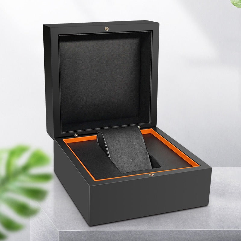 New High-End Jewelry Box Watch Box Storage Box Packaging Box PU Flip Cover Black Set Gift Box